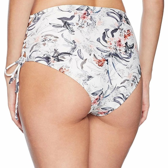 RACHEL Rachel Roy High Waisted Side Lace Swim Bottom-NWOT White Floral Large - Picture 2 of 7